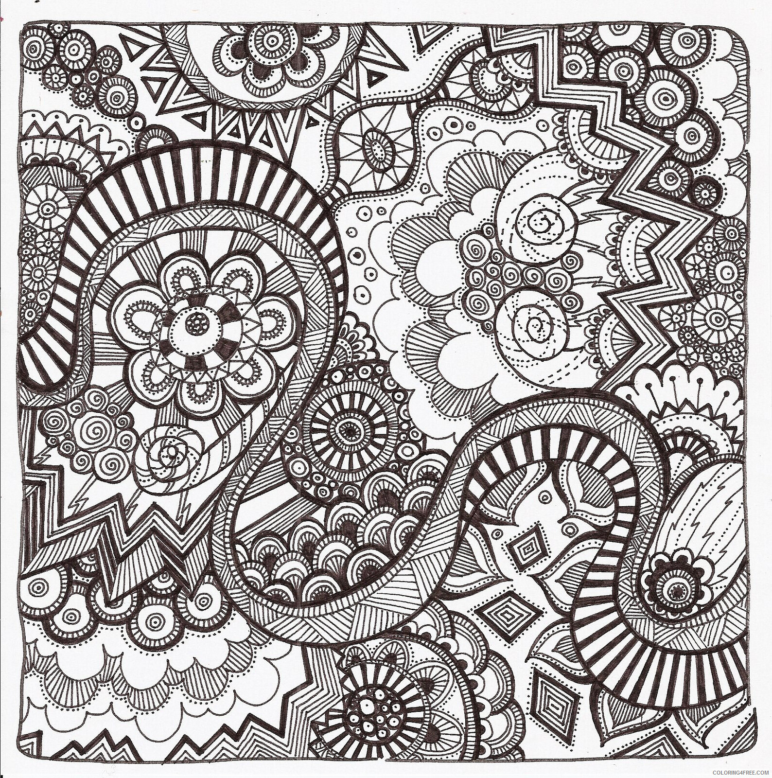 Adult Zentangle Coloring Pages free zentangle for adults Printable 2020 128 Coloring4free
