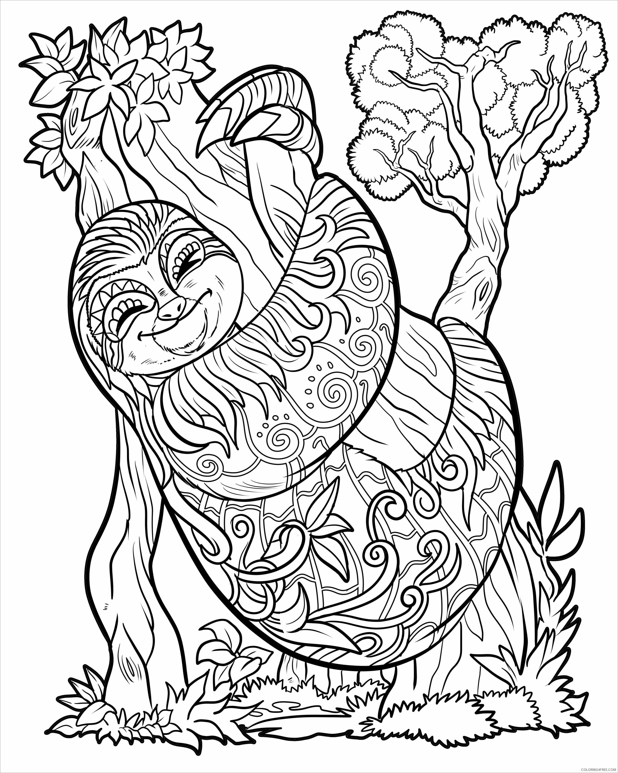 Adult Zentangle Coloring Pages zentangle sloths for adult unsmushed Printable 2020 130 Coloring4free