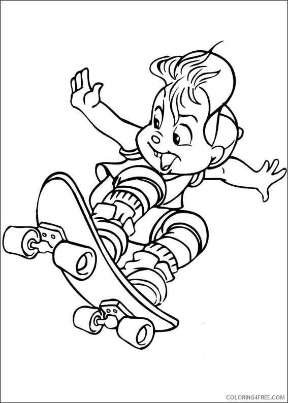 Alvin and the Chipmunks Coloring Pages TV Film alvin skateboarding Printable 2020 00048 Coloring4free