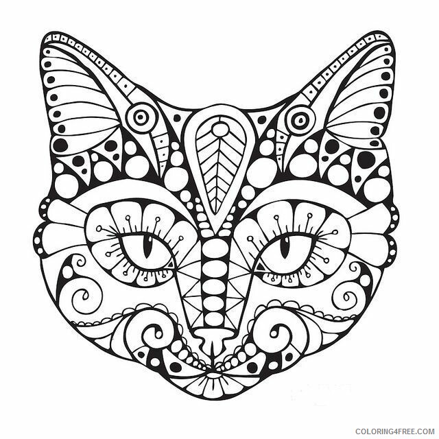 Animal Zentangle Coloring Pages Free Adult Cats Printable 2020 165 Coloring4free