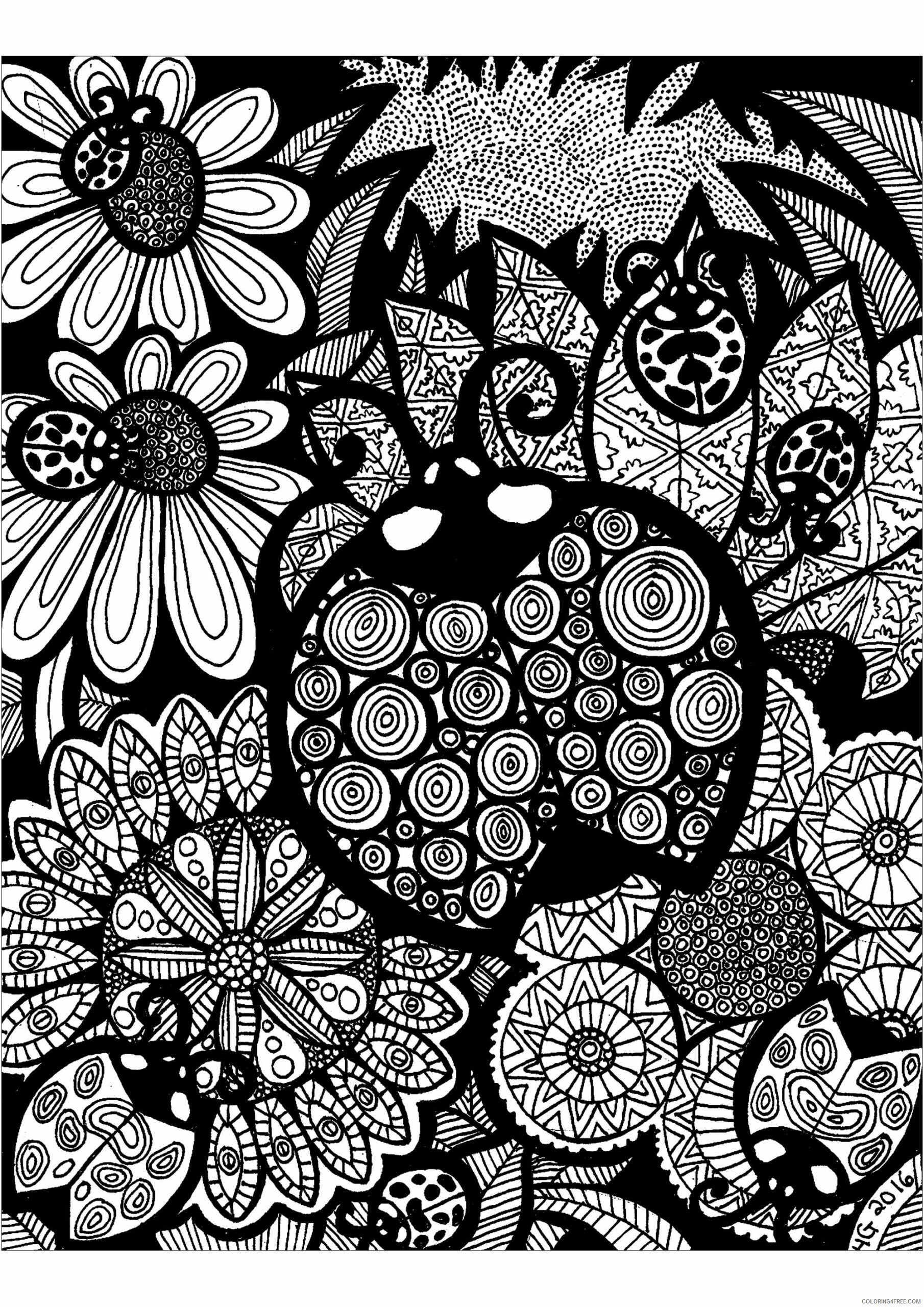 Animal Zentangle Coloring Pages Lines of the Ladybug HGCreations Printable 2020 145 Coloring4free