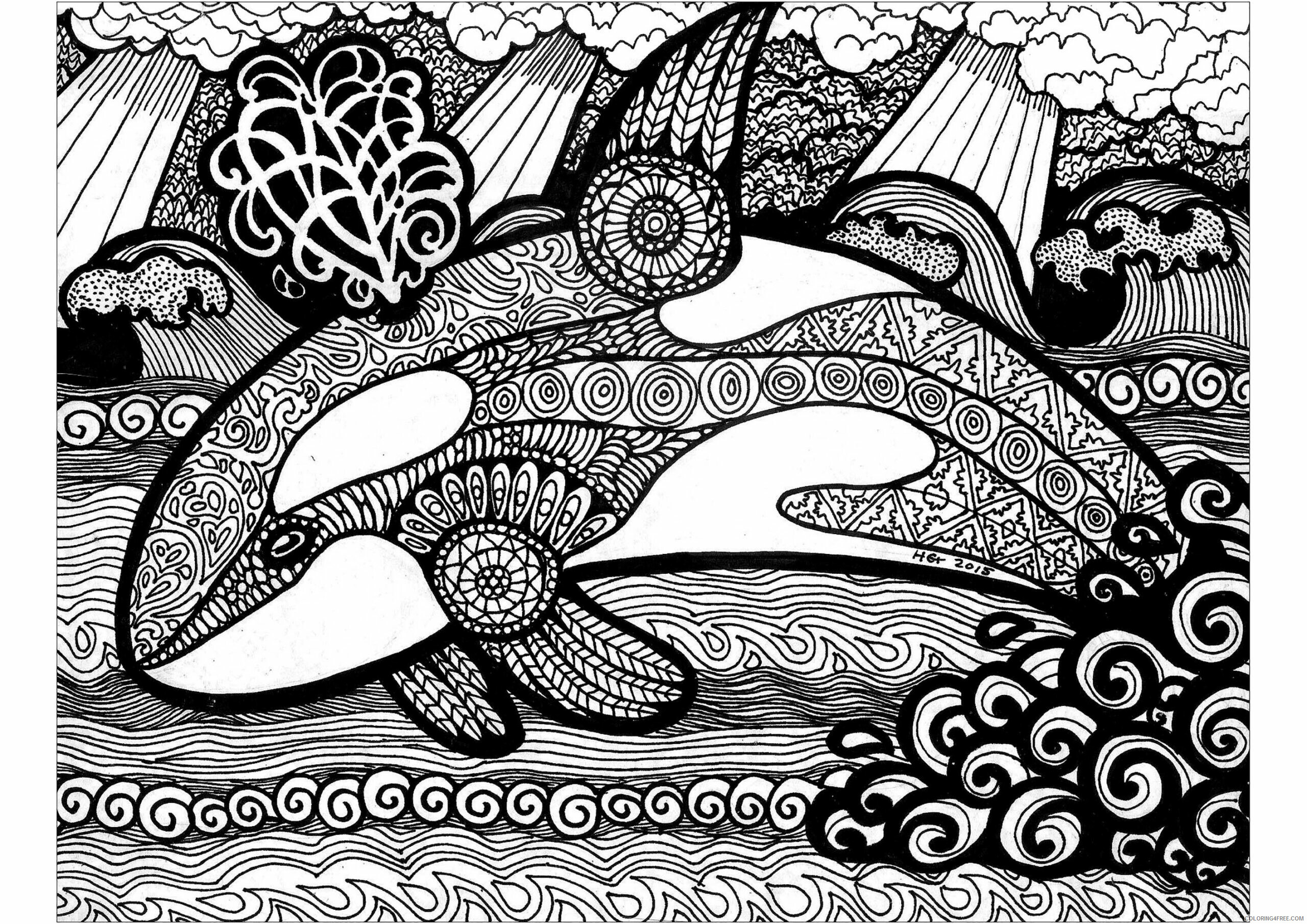 Animal Zentangle Coloring Pages Lines of the Orca HGCreations Printable 2020 147 Coloring4free