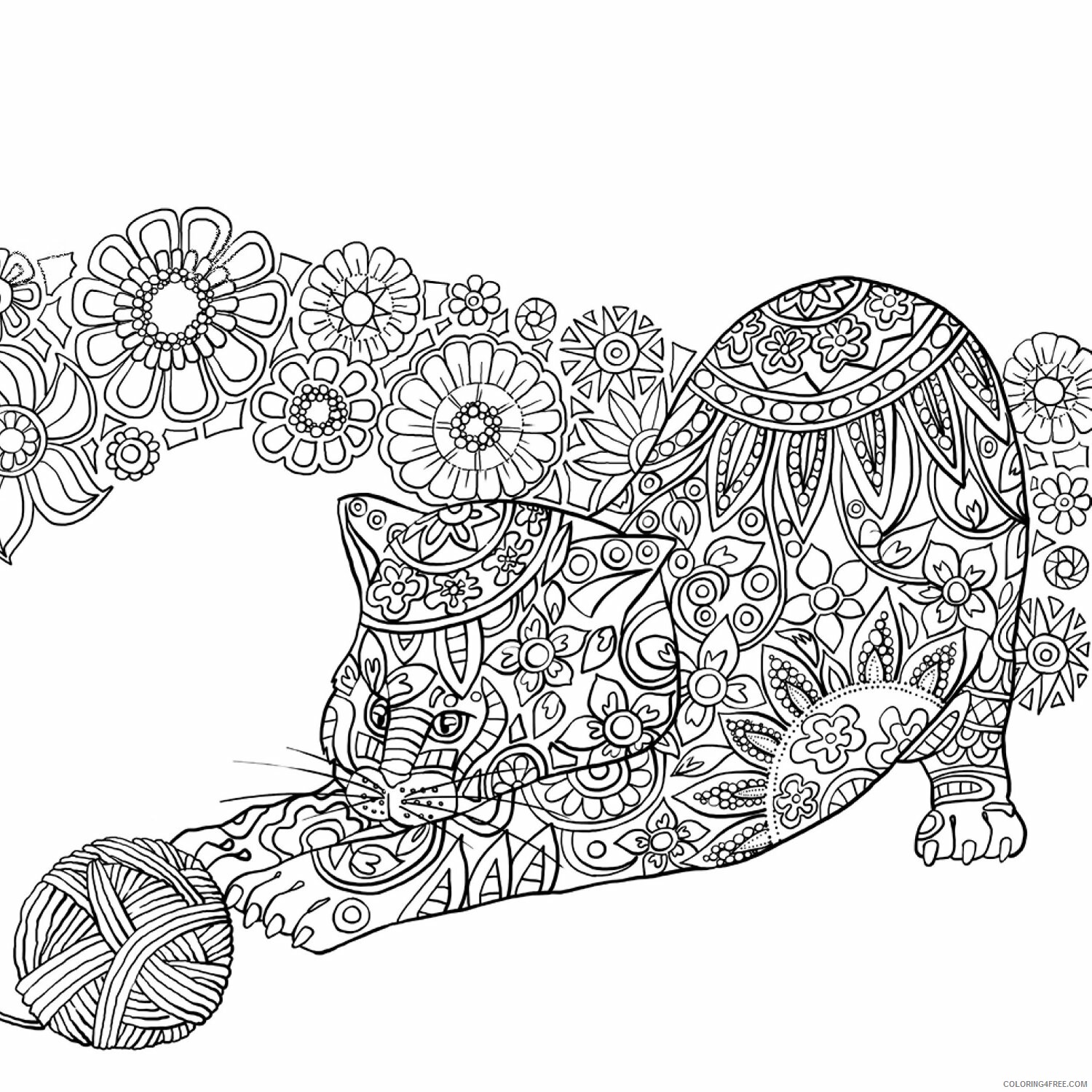 Animal Zentangle Coloring Pages Very Hard Zentangle Cat Printable 2020 180 Coloring4free