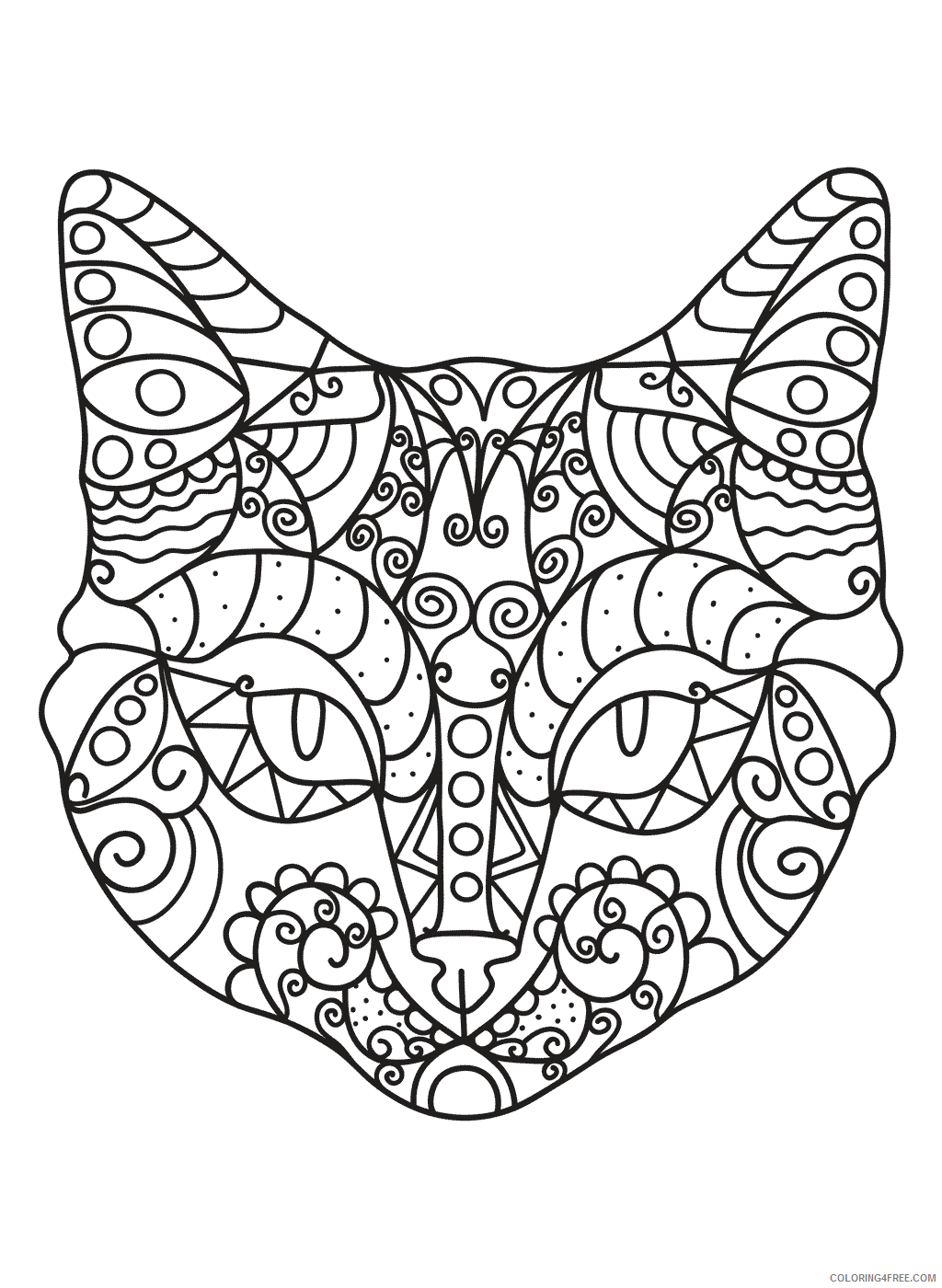 Animal Zentangle Coloring Pages Zentangle Cat Face Printable 2020 231 Coloring4free