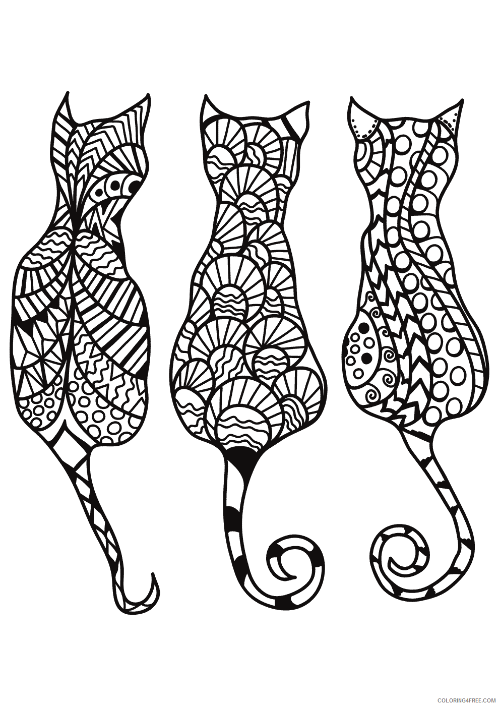 Animal Zentangle Coloring Pages Zentangle Cats Printable 2020 233 Coloring4free