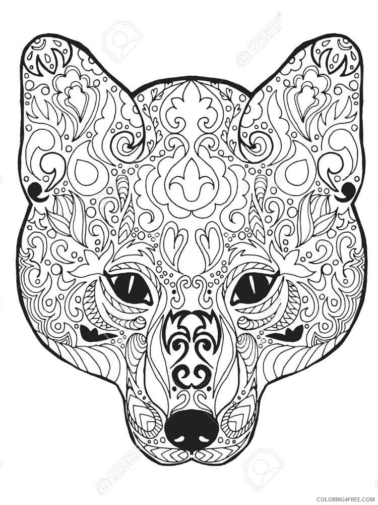 Animal Zentangle Coloring Pages adult wolf mandala 3 Printable 2020 131 Coloring4free