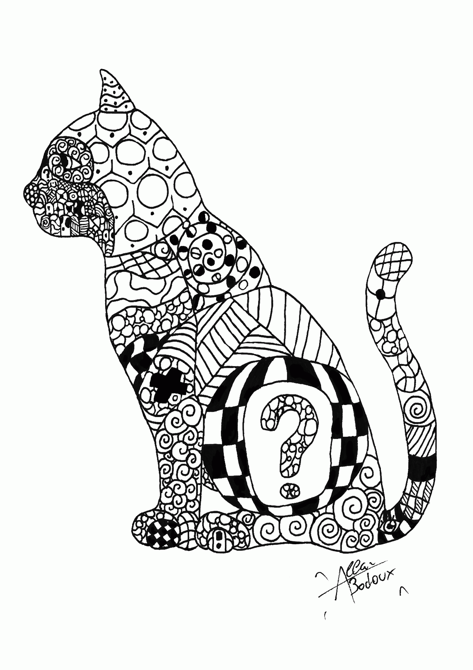 Animal Zentangle Coloring Pages cat Printable 2020 134 Coloring4free