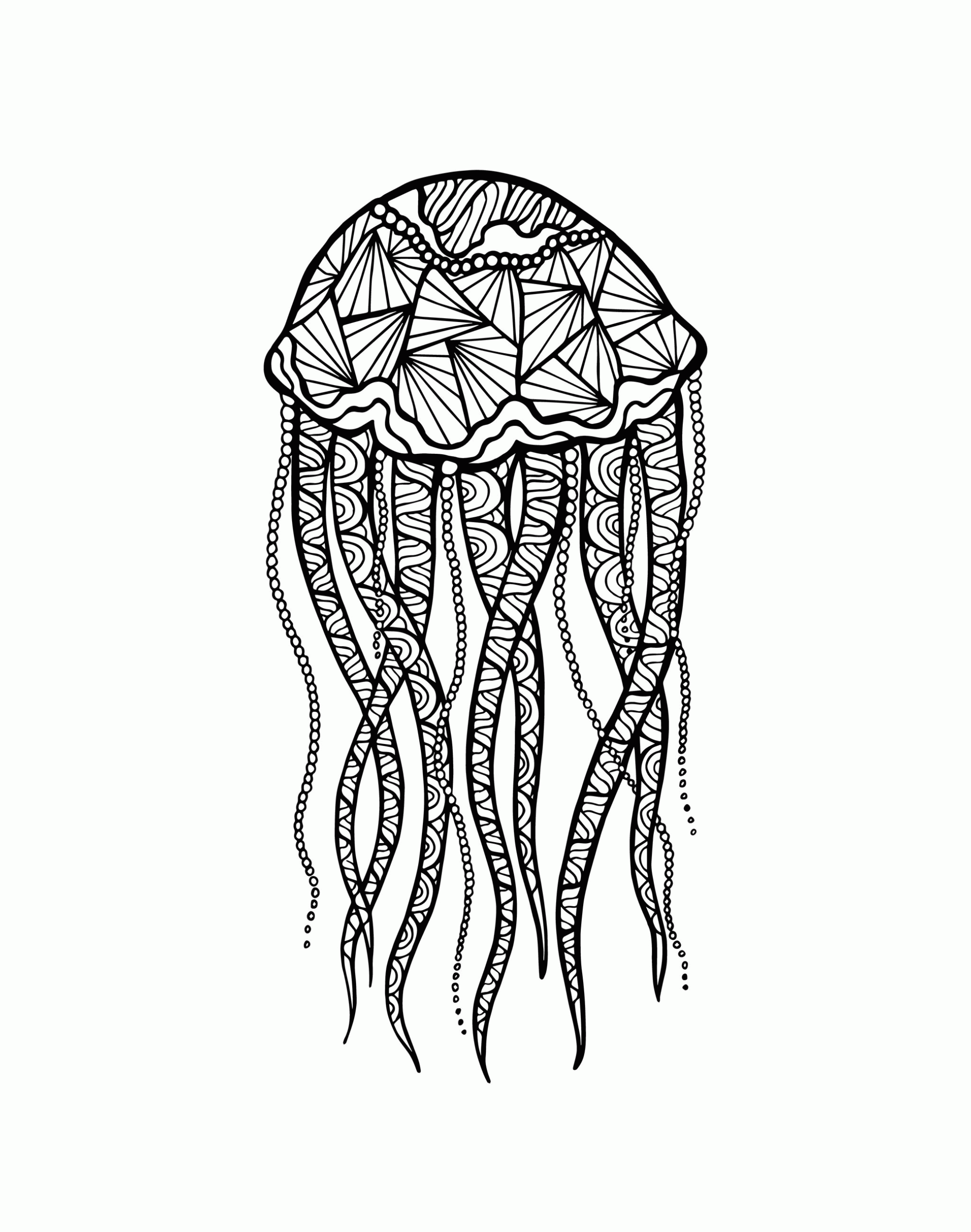 Animal Zentangle Coloring Pages jellyfish Printable 2020 169 Coloring4free