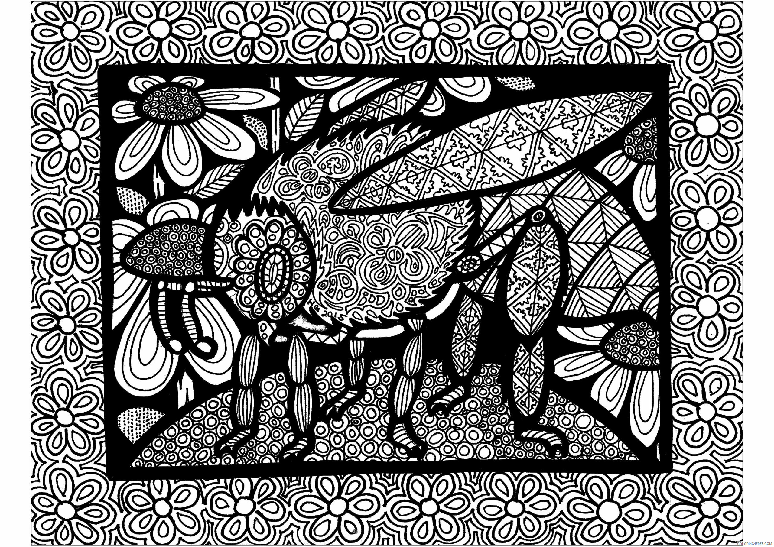 Animal Zentangle Coloring Pages lines of bee HGCreations Printable 2020 139 Coloring4free