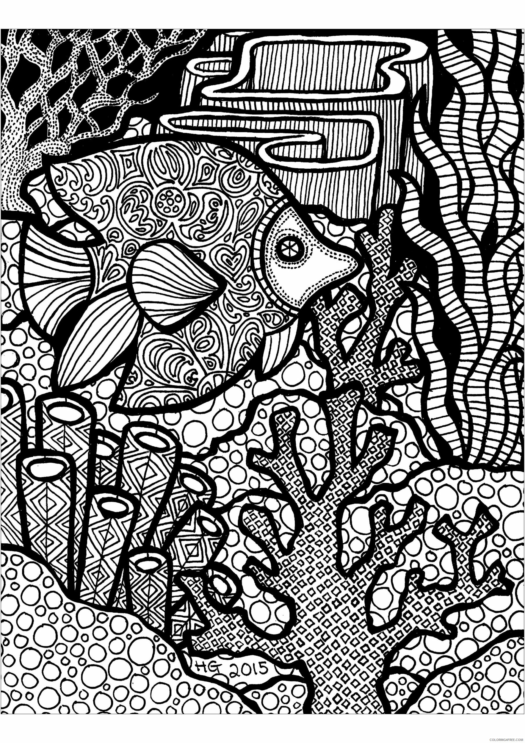 Animal Zentangle Coloring Pages lines of reef HGCreations Printable 2020 142 Coloring4free
