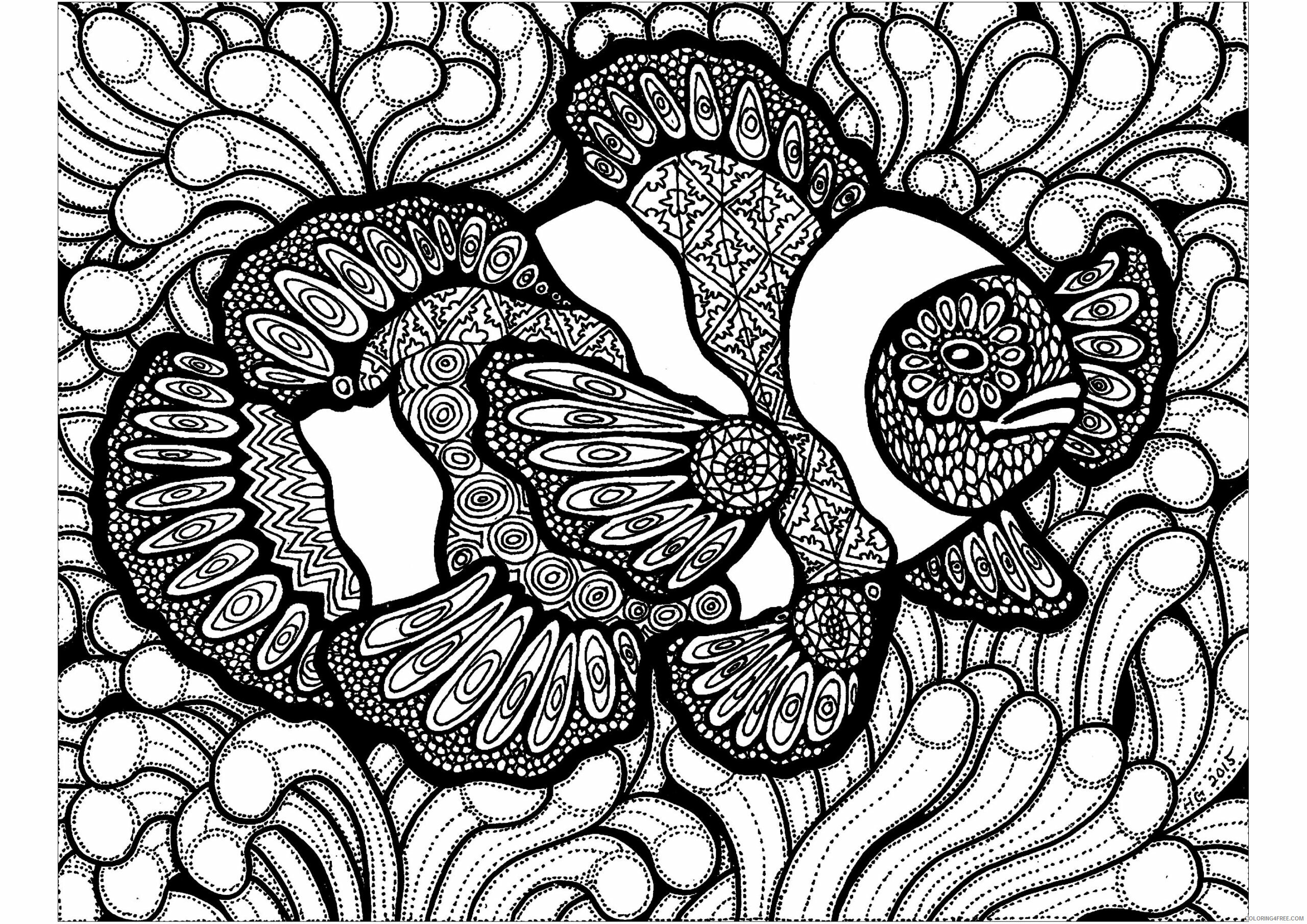 Animal Zentangle Coloring Pages lines of the clownfish HGCreations Printable 2020 143 Coloring4free