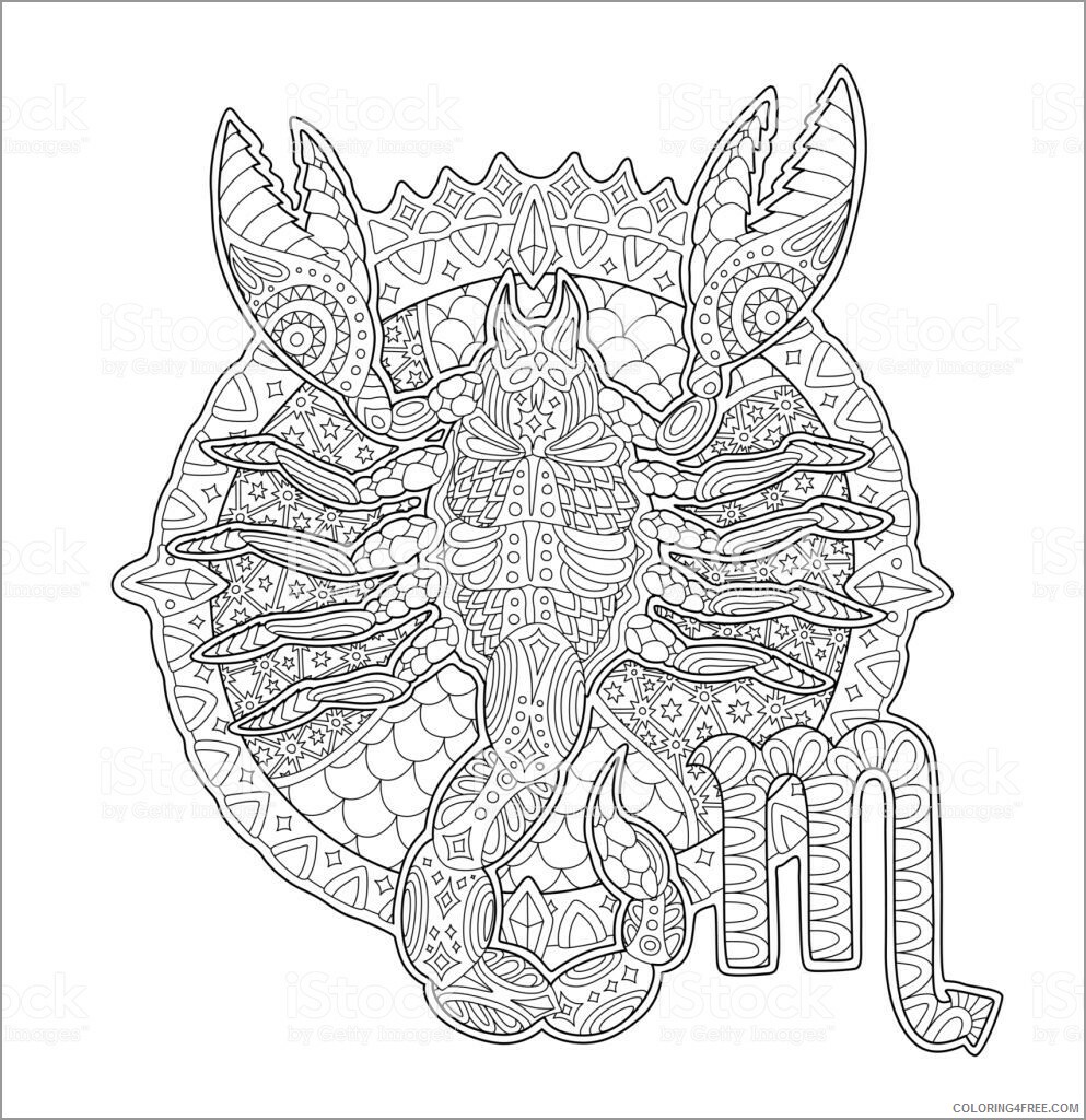 Animal Zentangle Coloring Pages printable zentangle scorpio for adult unsmushed Printable 2020 174 Coloring4free