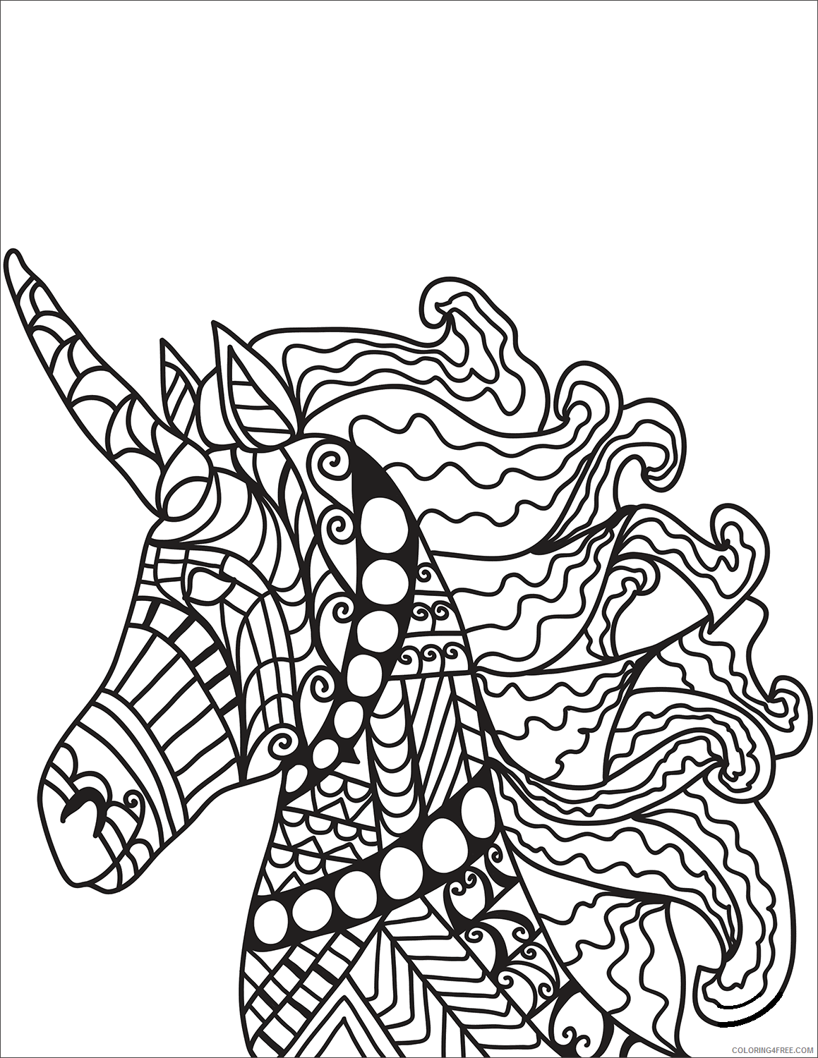 Animal Zentangle Coloring Pages unicorn zentangle 27 Printable 2020 179 Coloring4free