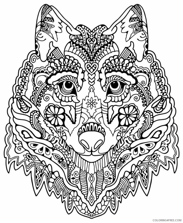 Animal Zentangle Coloring Pages wolf Printable 2020 181 Coloring4free