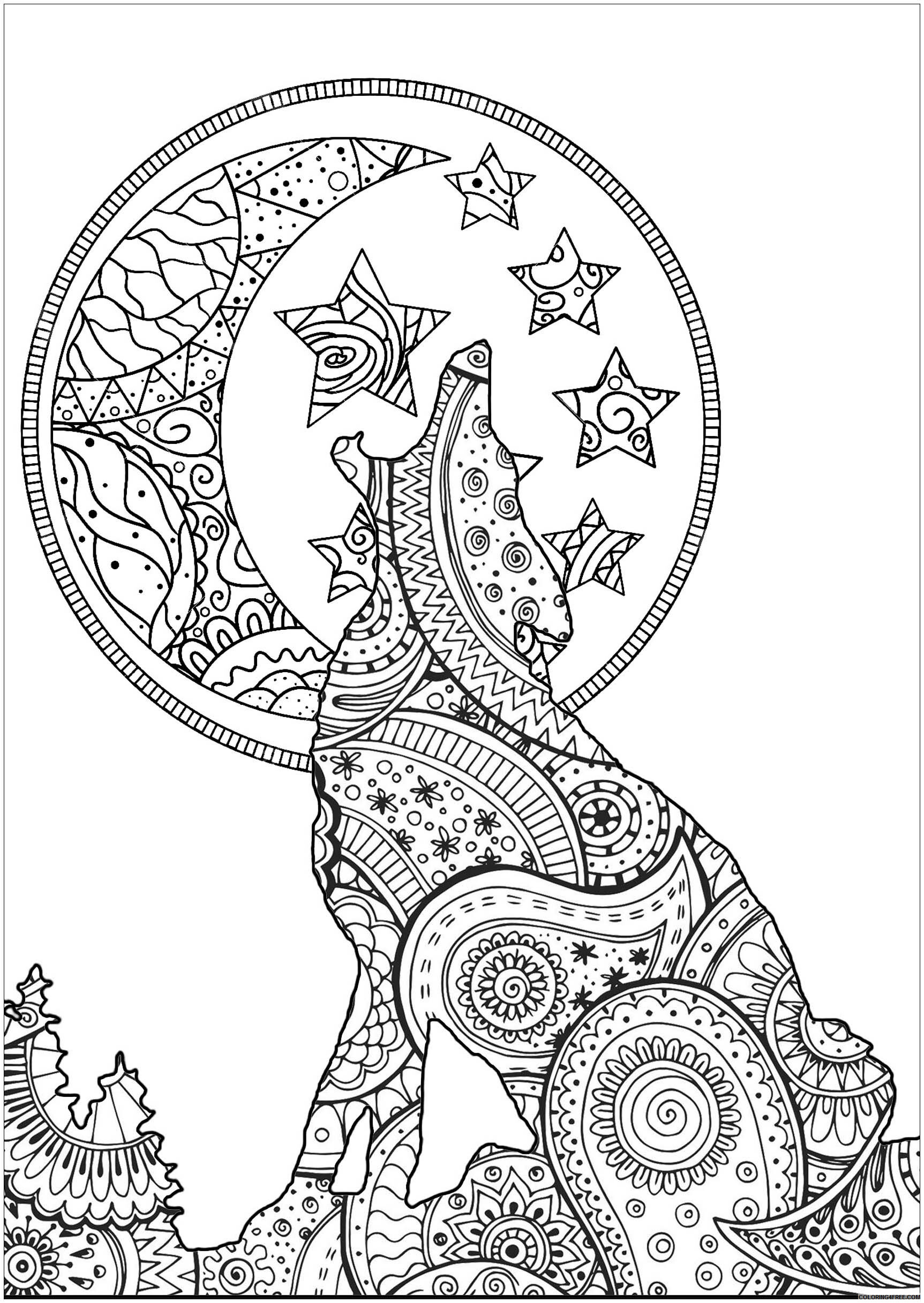 Animal Zentangle Coloring Pages wolf zentangle Printable 2020 158 Coloring4free