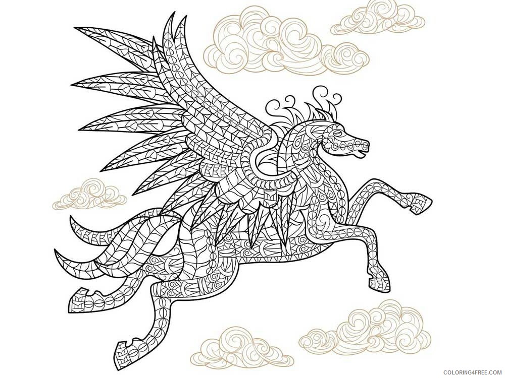 Animal Zentangle Coloring Pages zentangle Pegasus 1 Printable 2020 482 Coloring4free