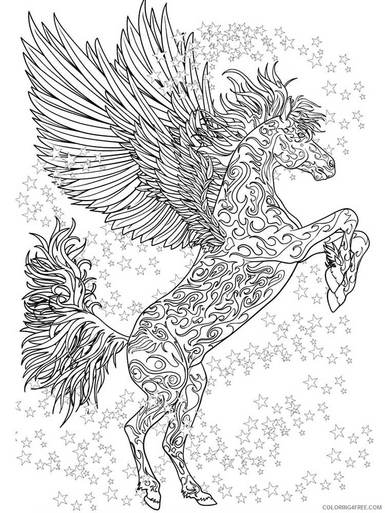 Animal Zentangle Coloring Pages zentangle Pegasus 4 Printable 2020 484 Coloring4free