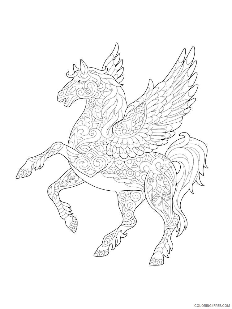 Animal Zentangle Coloring Pages zentangle Pegasus 6 Printable 2020 486 Coloring4free