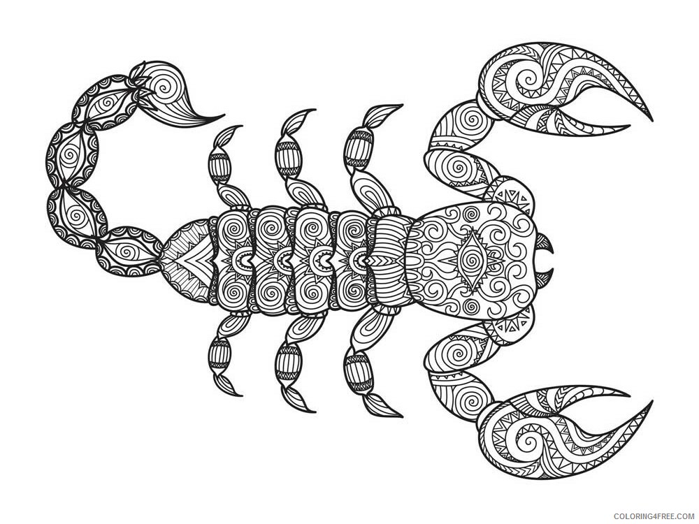 Animal Zentangle Coloring Pages zentangle Scorpio 4 Printable 2020 537 Coloring4free