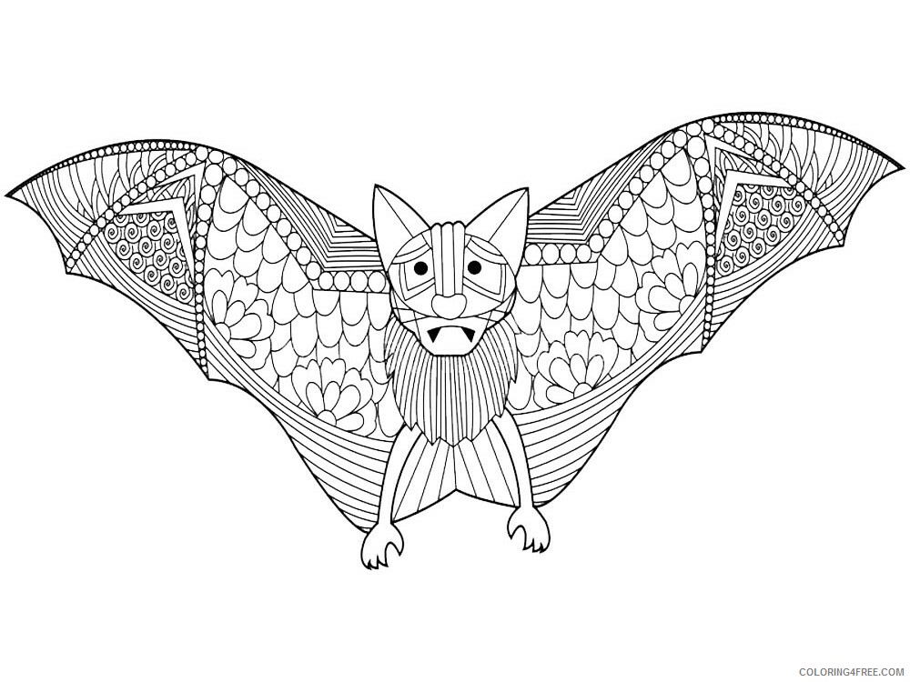 Animal Zentangle Coloring Pages zentangle bat 6 Printable 2020 189 Coloring4free