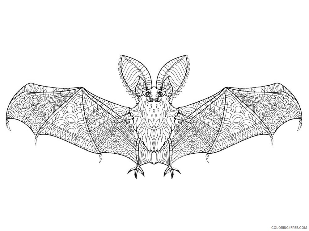 Animal Zentangle Coloring Pages zentangle bat 9 Printable 2020 191 Coloring4free