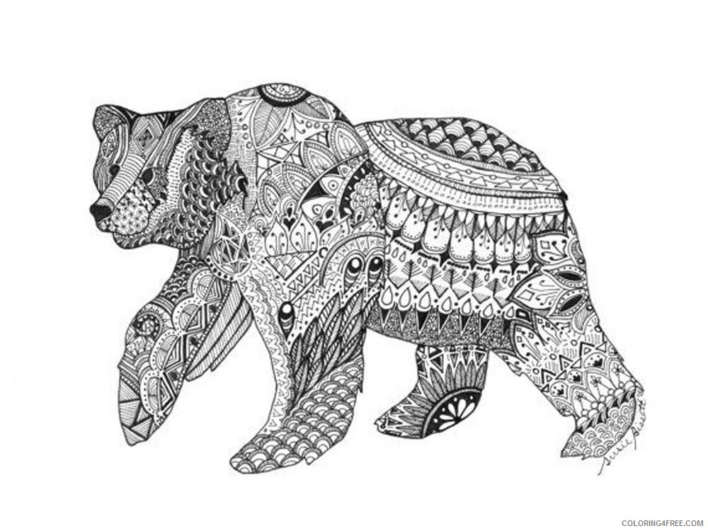 Animal Zentangle Coloring Pages zentangle bear 1 Printable 2020 192 Coloring4free