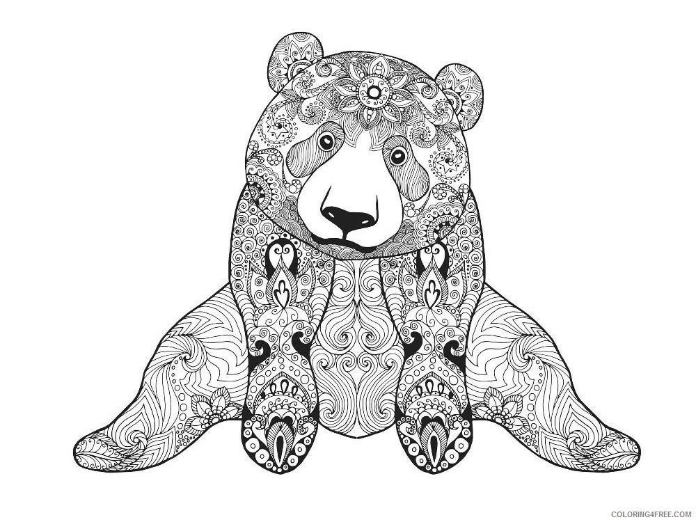 Animal Zentangle Coloring Pages zentangle bear 13 Printable 2020 195 Coloring4free