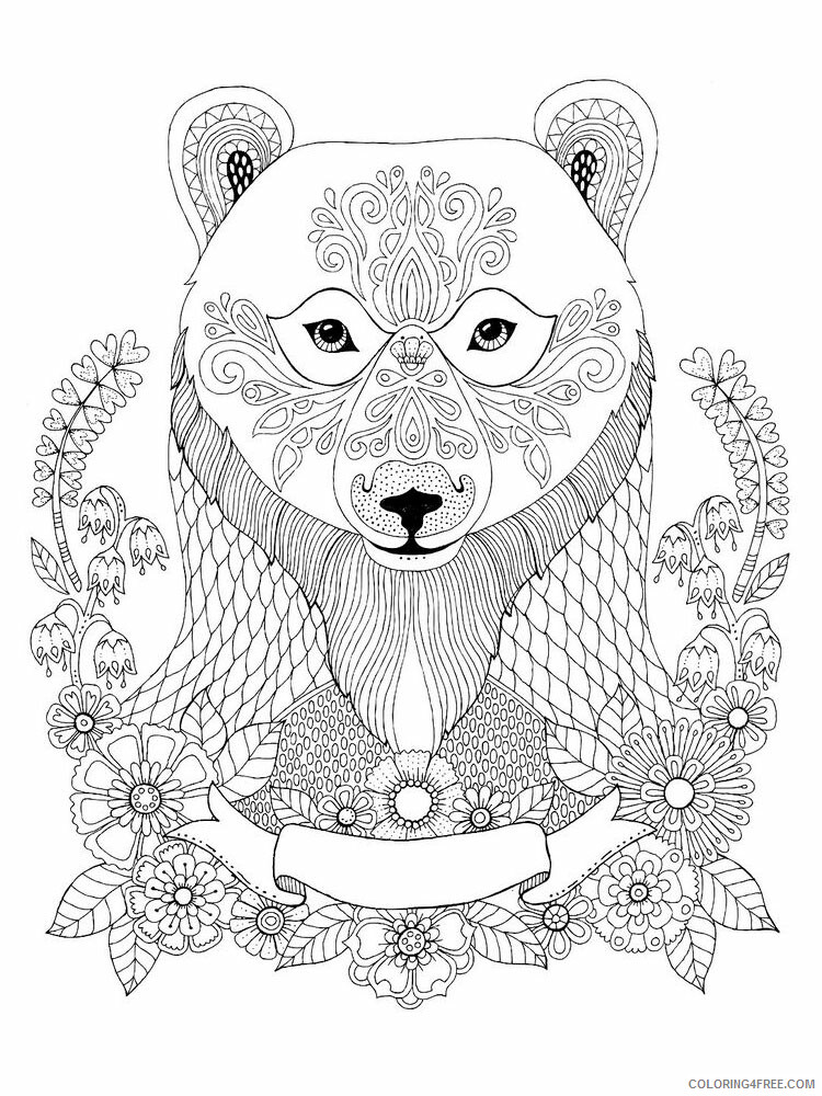 Animal Zentangle Coloring Pages zentangle bear 2 Printable 2020 196 Coloring4free