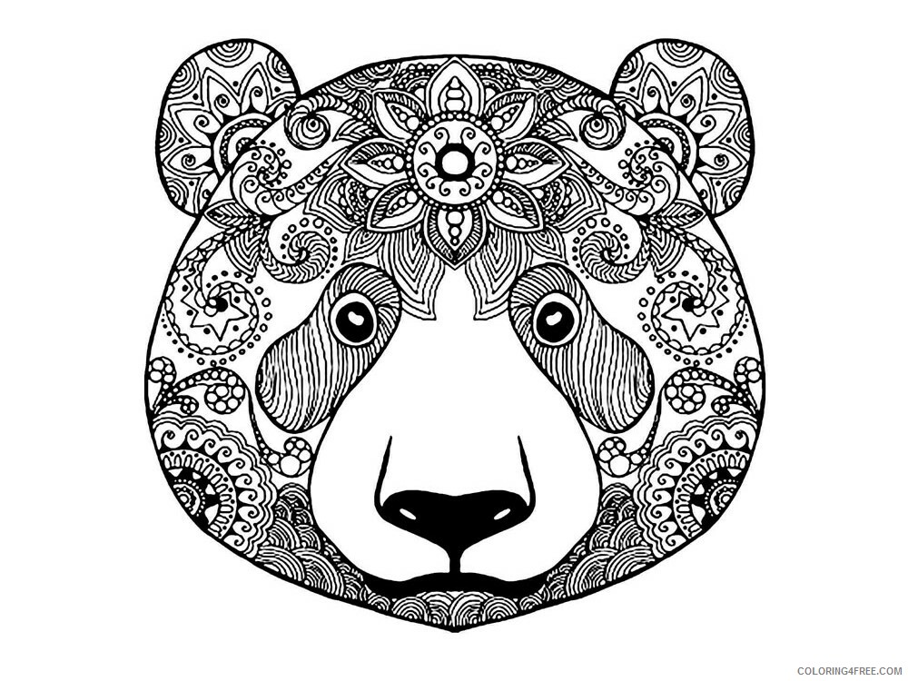 Animal Zentangle Coloring Pages zentangle bear 6 Printable 2020 199 Coloring4free