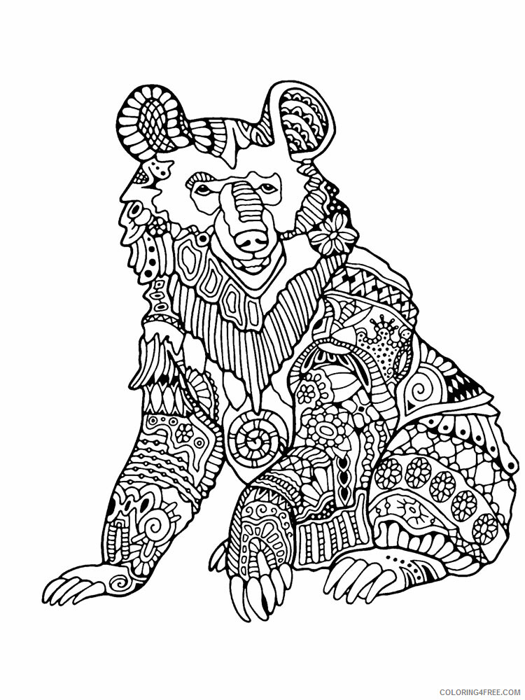 Animal Zentangle Coloring Pages zentangle bear 7 Printable 2020 200 Coloring4free