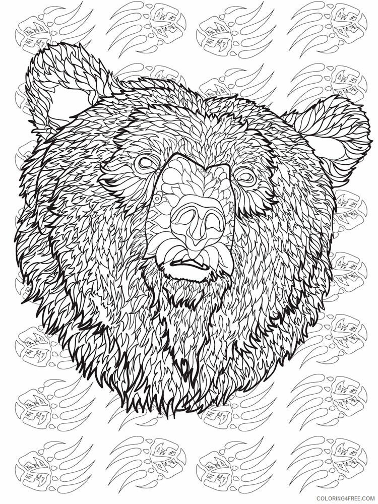 Animal Zentangle Coloring Pages zentangle bear 8 Printable 2020 201 Coloring4free