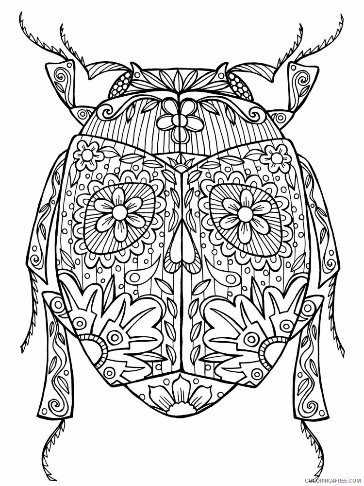 Animal Zentangle Coloring Pages zentangle beetle 1 Printable 2020 203 Coloring4free