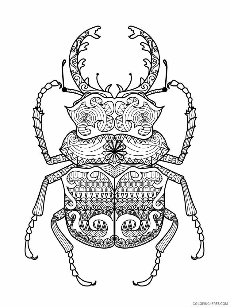 Animal Zentangle Coloring Pages zentangle beetle 2 Printable 2020 210 Coloring4free