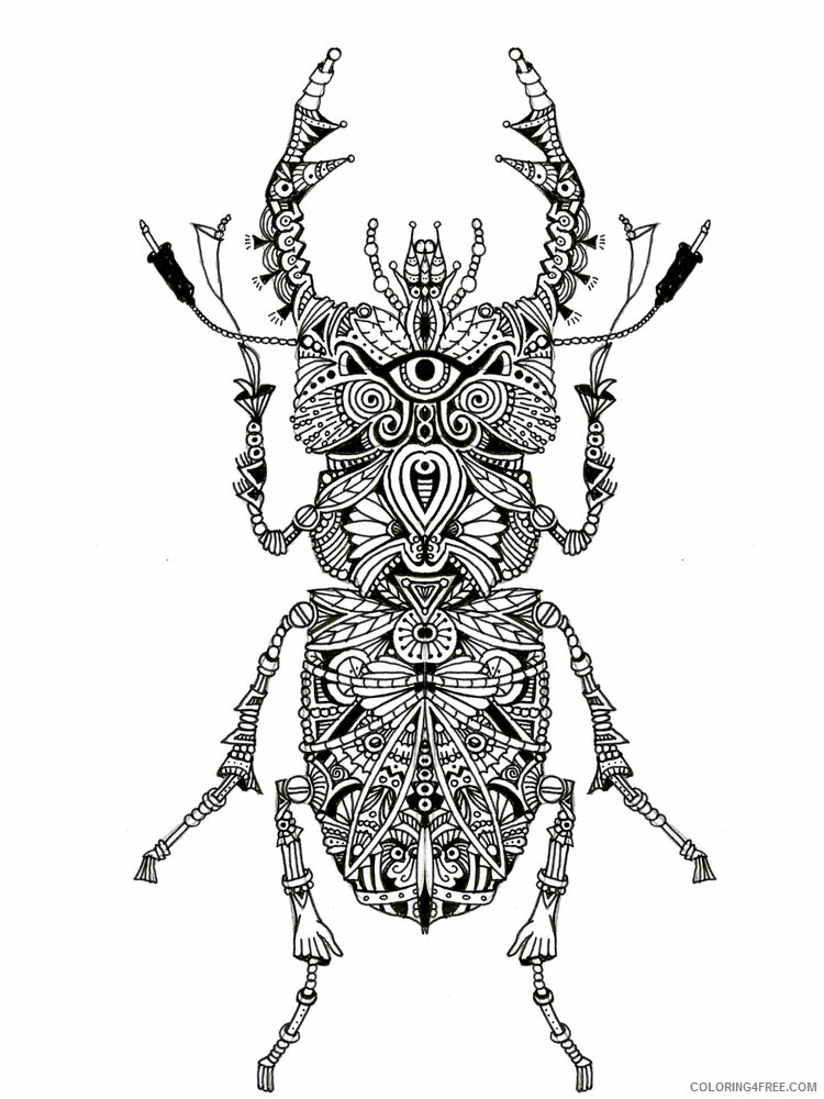 Animal Zentangle Coloring Pages zentangle beetle 5 Printable 2020 213 Coloring4free