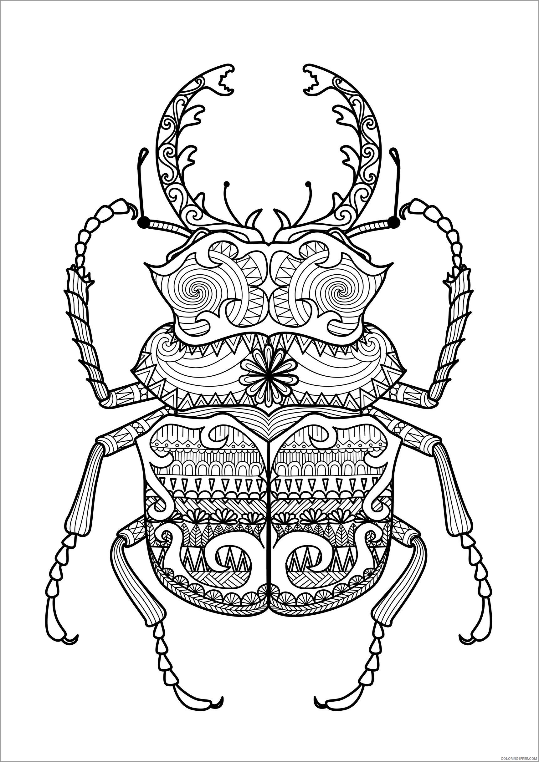 Animal Zentangle Coloring Pages zentangle beetle for adult unsmushed Printable 2020 218 Coloring4free