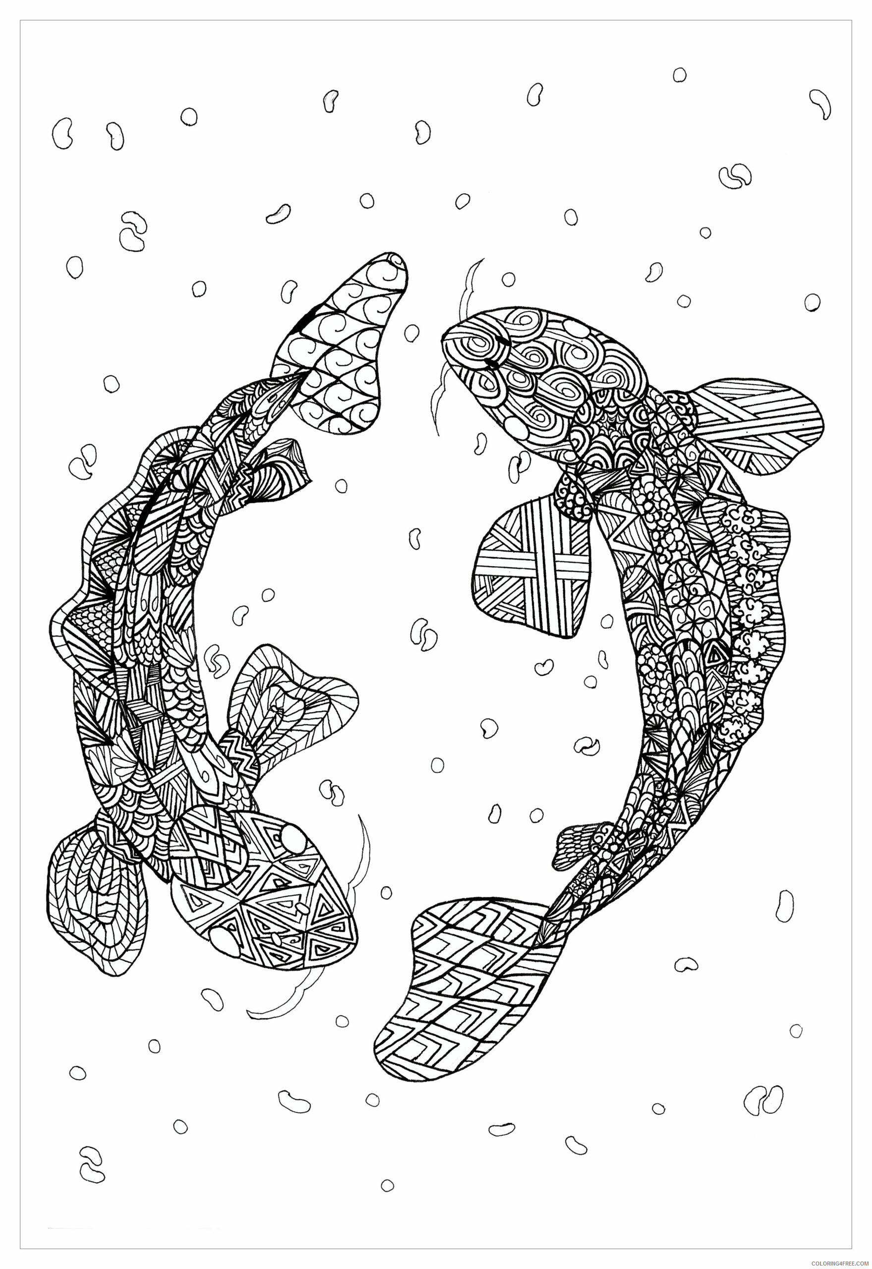 Animal Zentangle Coloring Pages zentangle carpe koi for chloe Printable 2020 159 Coloring4free