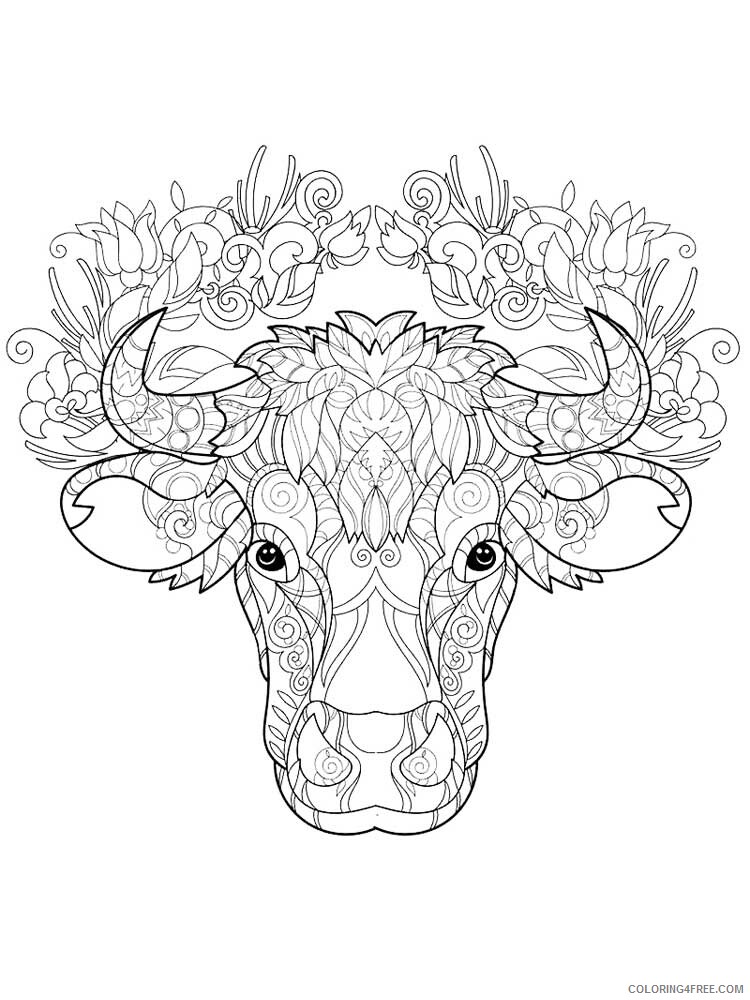 Animal Zentangle Coloring Pages zentangle cow 10 Printable 2020 236 Coloring4free