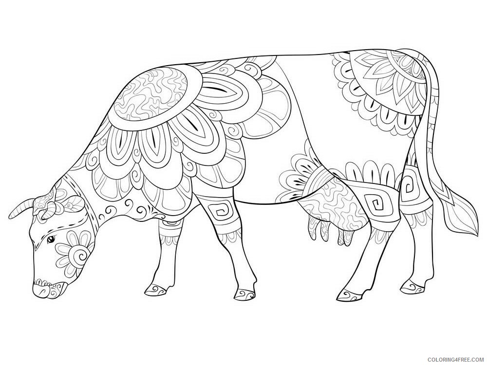 Animal Zentangle Coloring Pages zentangle cow 3 Printable 2020 238 Coloring4free