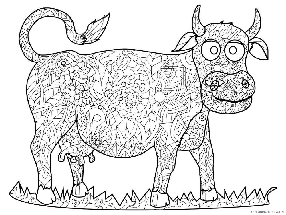 Animal Zentangle Coloring Pages zentangle cow 4 Printable 2020 239 Coloring4free
