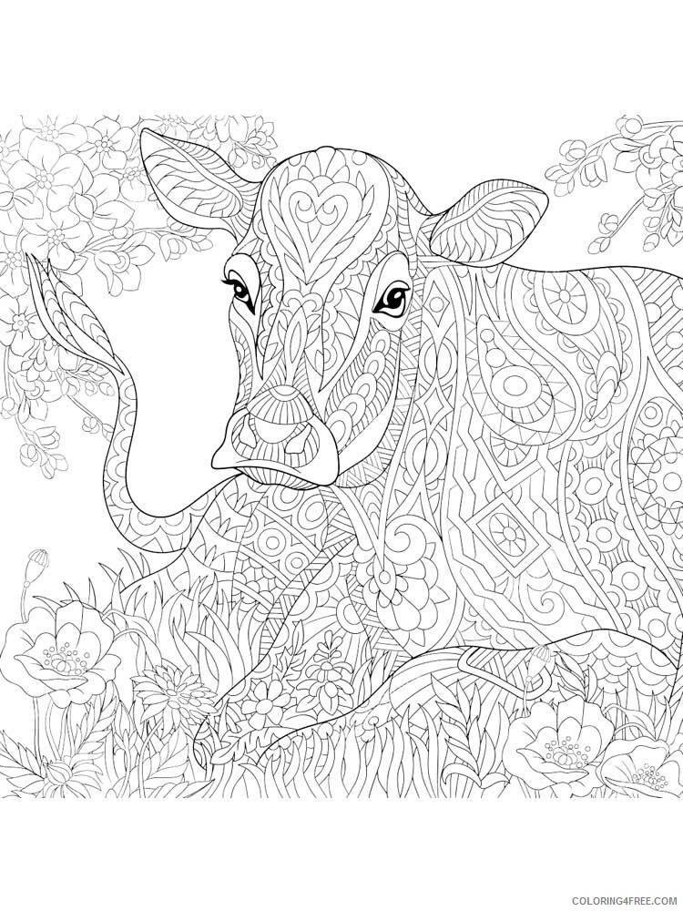 Animal Zentangle Coloring Pages zentangle cow 5 Printable 2020 240 Coloring4free