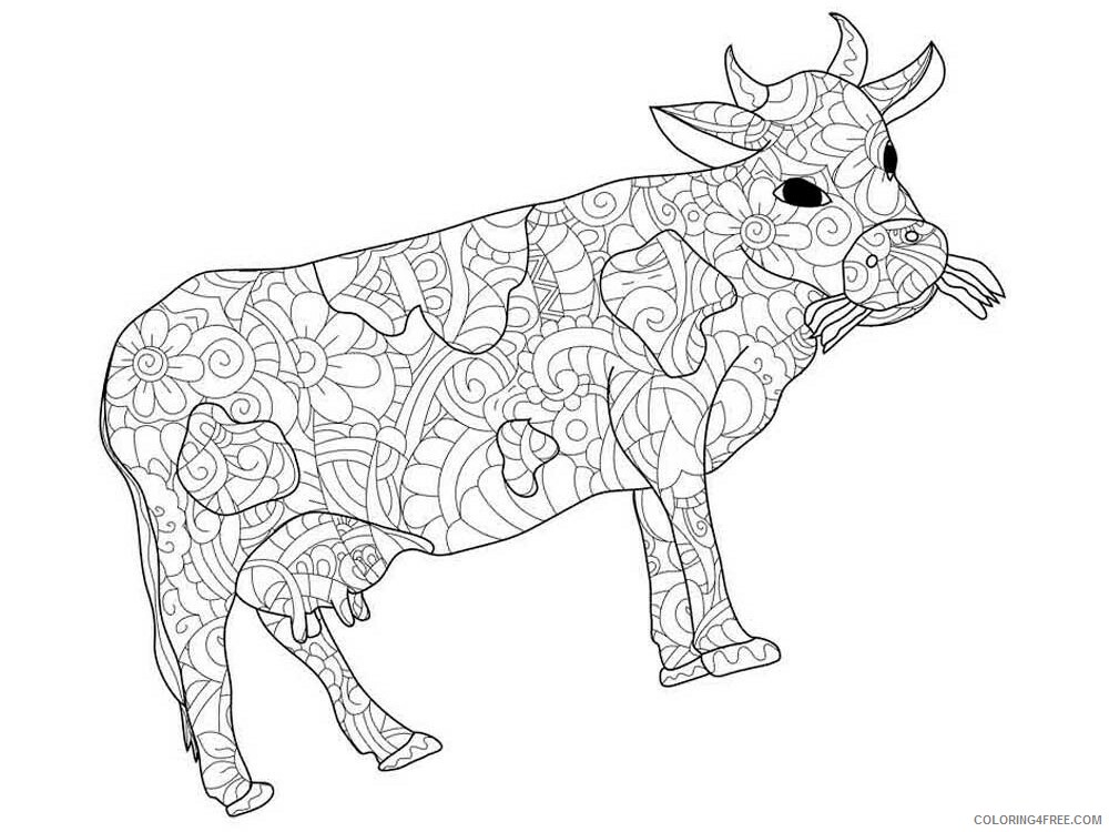 Animal Zentangle Coloring Pages zentangle cow 7 Printable 2020 241 Coloring4free