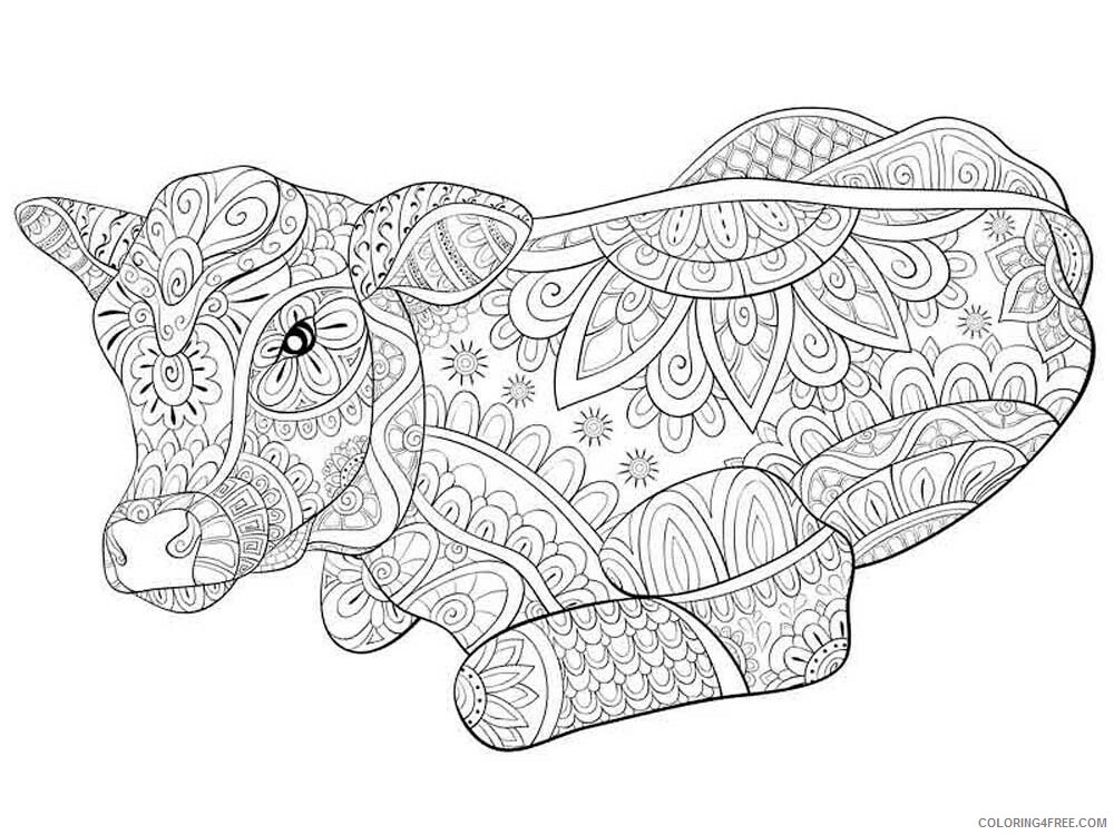 Animal Zentangle Coloring Pages zentangle cow 8 Printable 2020 242 Coloring4free