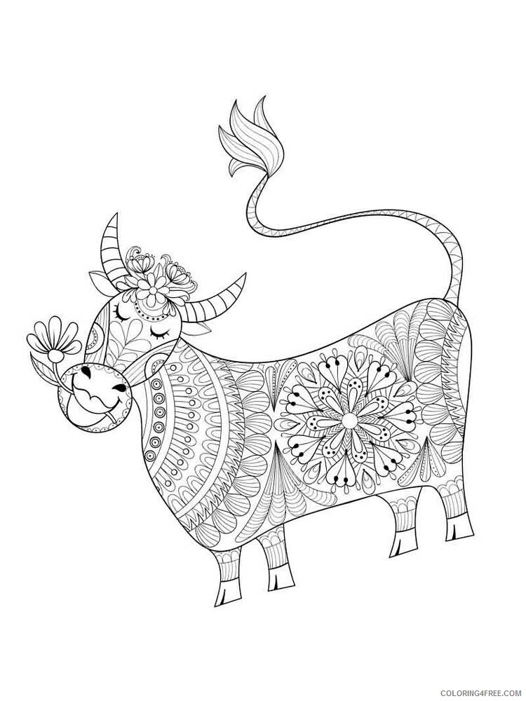 Animal Zentangle Coloring Pages zentangle cow 9 Printable 2020 243 Coloring4free