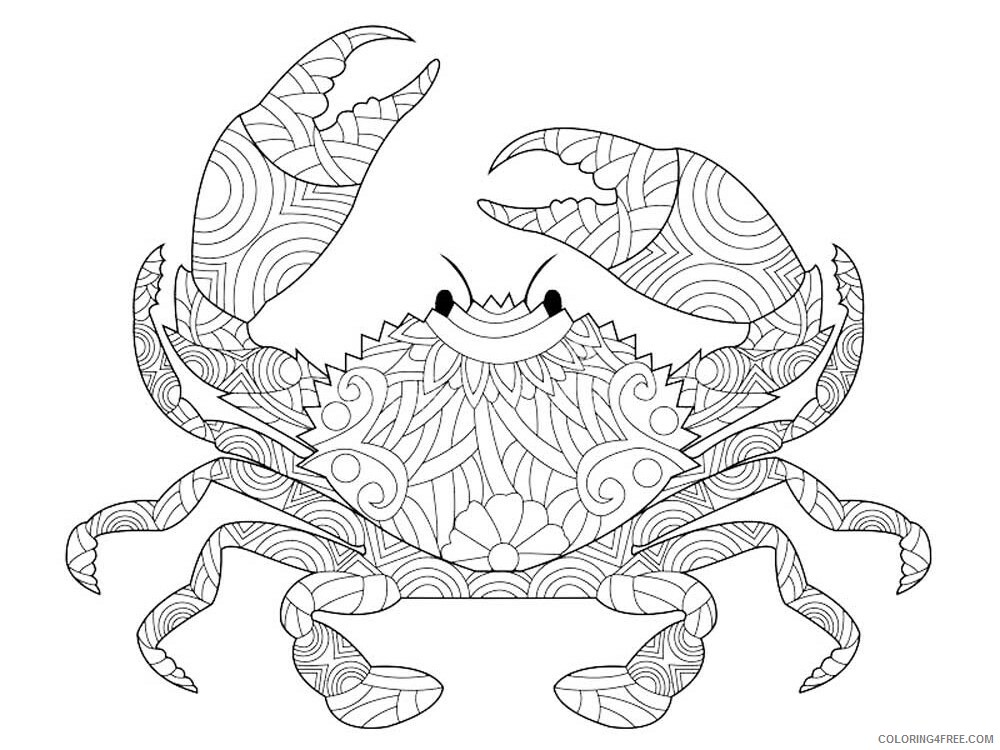 Animal Zentangle Coloring Pages zentangle crab 13 Printable 2020 246 Coloring4free