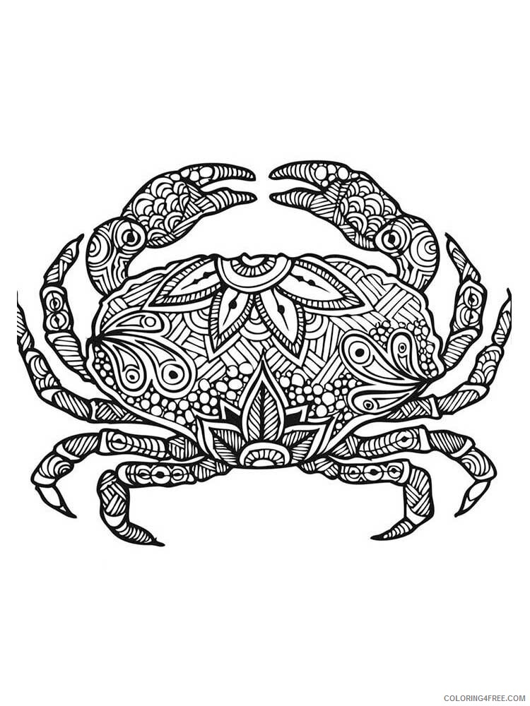 Animal Zentangle Coloring Pages zentangle crab 2 Printable 2020 248 Coloring4free