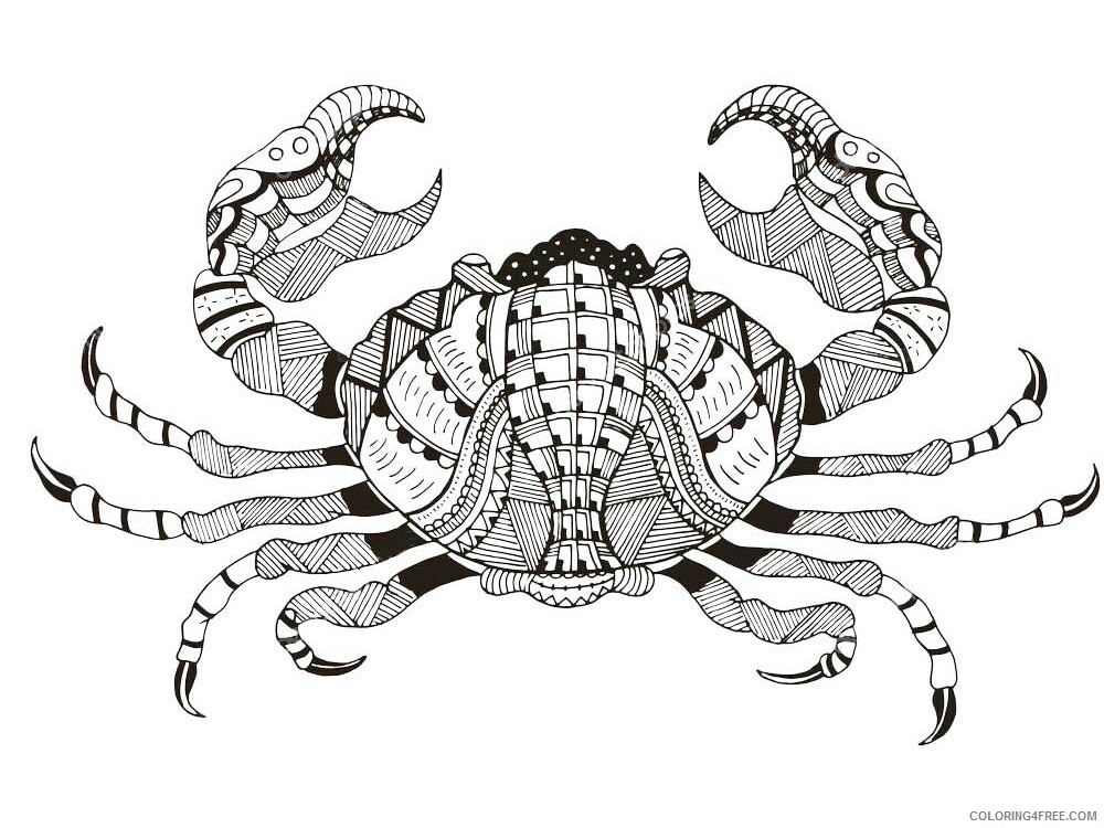 Animal Zentangle Coloring Pages zentangle crab 4 Printable 2020 250 Coloring4free