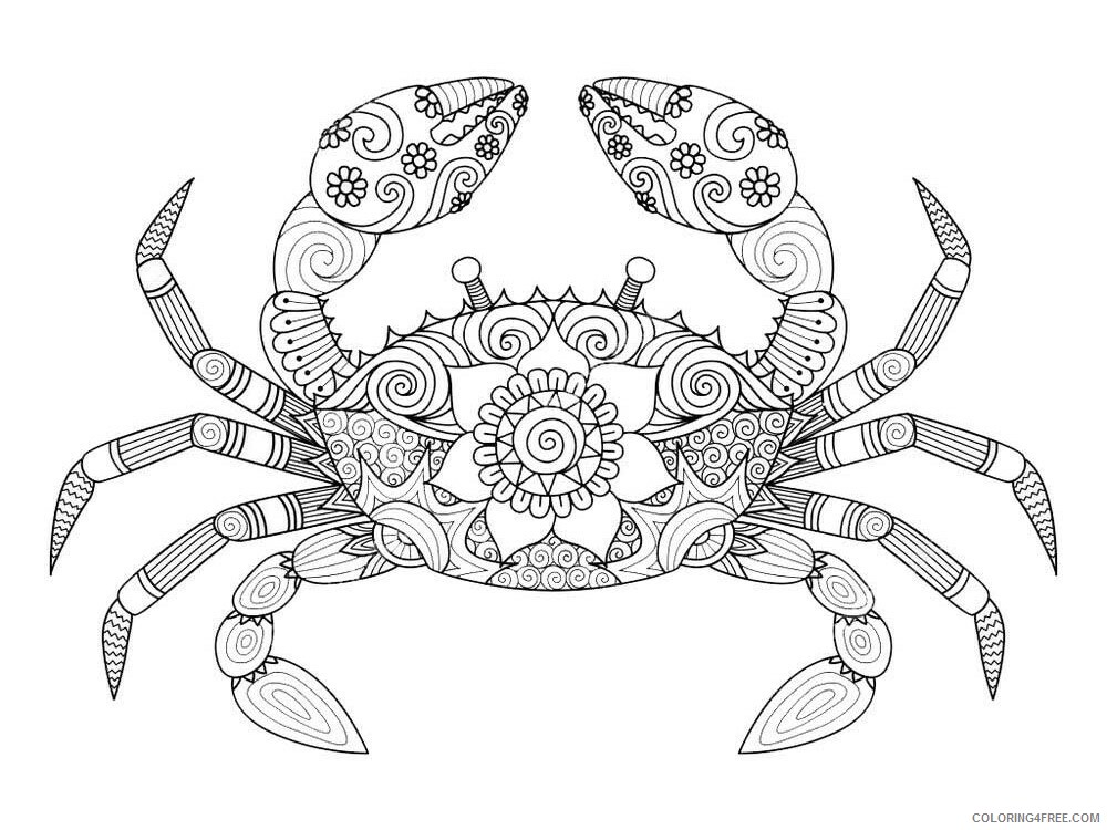 Animal Zentangle Coloring Pages zentangle crab 6 Printable 2020 251 Coloring4free