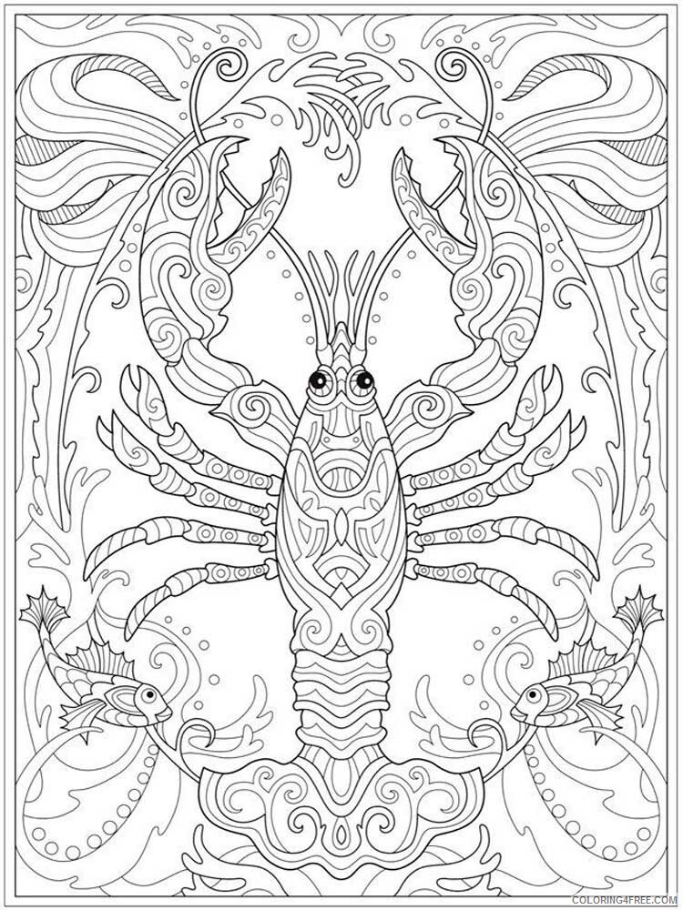 Animal Zentangle Coloring Pages zentangle crayfish 1 Printable 2020 255 Coloring4free