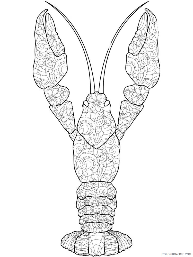 Animal Zentangle Coloring Pages zentangle crayfish 2 Printable 2020 256 Coloring4free