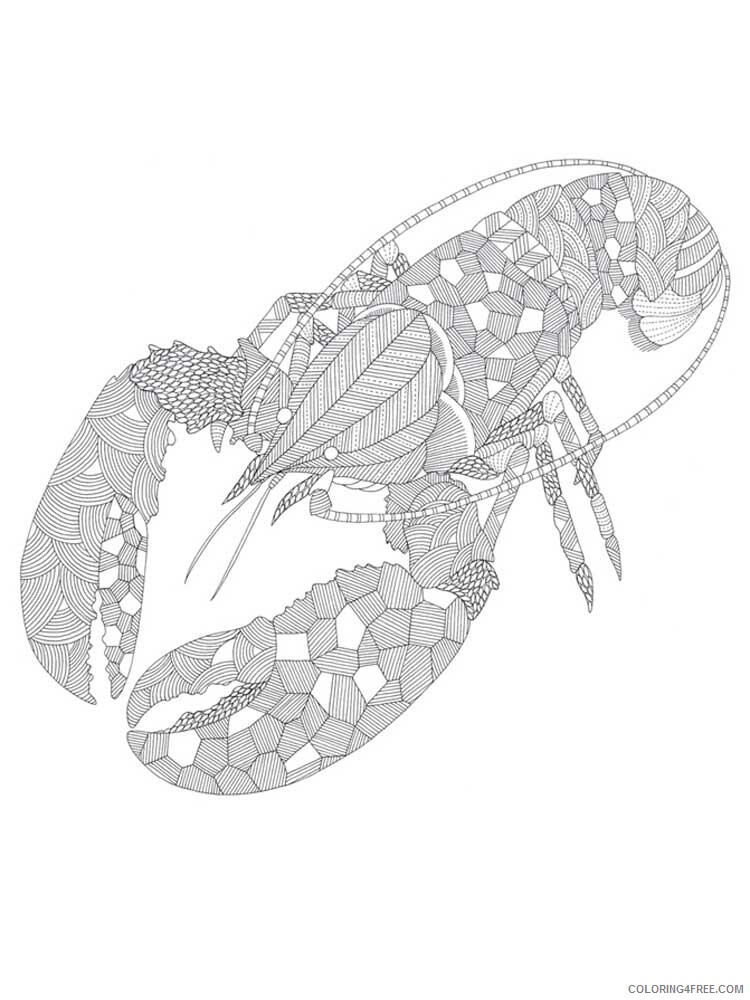 Animal Zentangle Coloring Pages zentangle crayfish 5 Printable 2020 258 Coloring4free